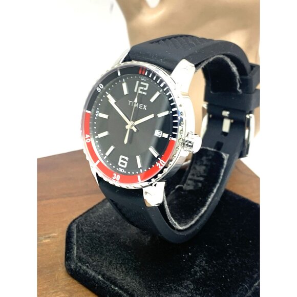 Timex Men's Watch TW2W60600 Quartz Black Dial Date Coke Bezel Rubber Strap 41mm - Picture 2 of 15